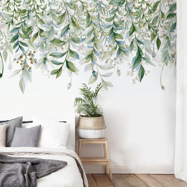 

wall stickers green sticker foliage leaves botanical decor decal mural gift 30*90cm