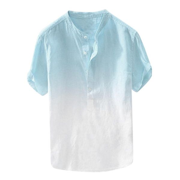 

men's casual shirts summer shirt cool and thin breathable collar hanging dyed gradient cotton hawaiian loose button beach 5, White;black
