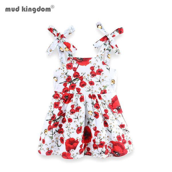 

mudkingdom toddler girls floral dress sleeveless beach summer holiday 210615, Red;yellow