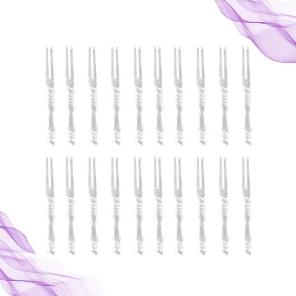 

200pcs disposable mini fruit forks simple 2 pong cake picks for salad bar party