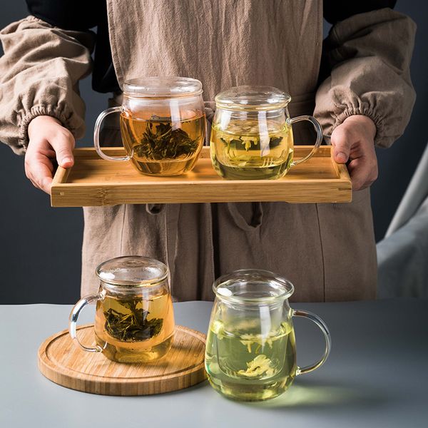 Çin tarzı çay kupa kapaklı filtre. Coffee bardak çay seti kupalar bira içecek ofis kupa drinkware isıya dayanıklı cam fincan 220224