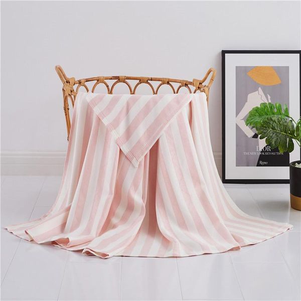 

summer cool air-conditioning blanket comfortable soft bamboo fiber throw cover double color stripe decorative bedspread sheet