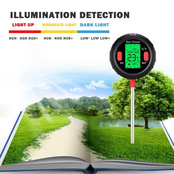 

5 in 1 ph meter tester ph moisture meter temperature sunlight measurement analysis acidity alkali 40%
