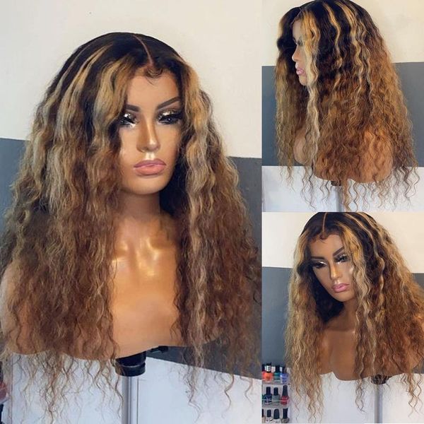 

lace wigs hd transparent highlight ombre natural brazilian human hair part wig colored preplucked honey blonde for black women, Black;brown