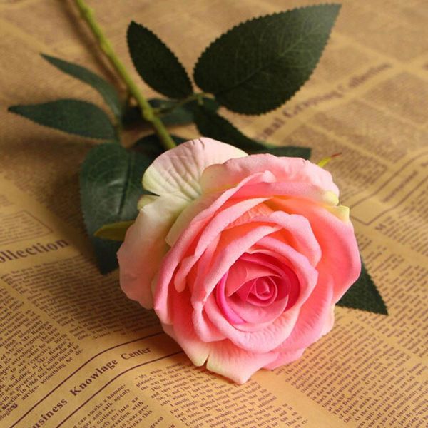 

fashion realistic artificial rose flower flannelette wedding supplies diy home decoration for birthday party festival