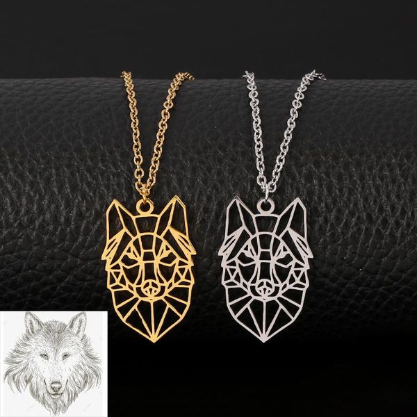

pendant necklaces gold silver color hollow stainless steel husky chain necklace mighty wolf head for christmas year gift