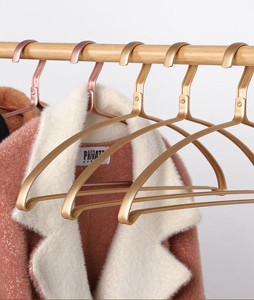 

hangers & racks 10pcs/lot aluminum alloy hanger for non-slip metal no bumps clothes hanging in home storage