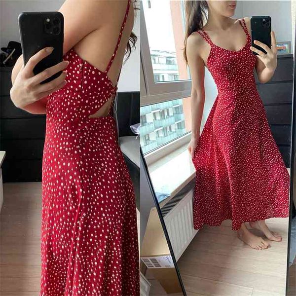 

marwin new-coming spring summer holiday dress cross spaghetti strap open back dot beach style ankle-length women dresses, Black;gray