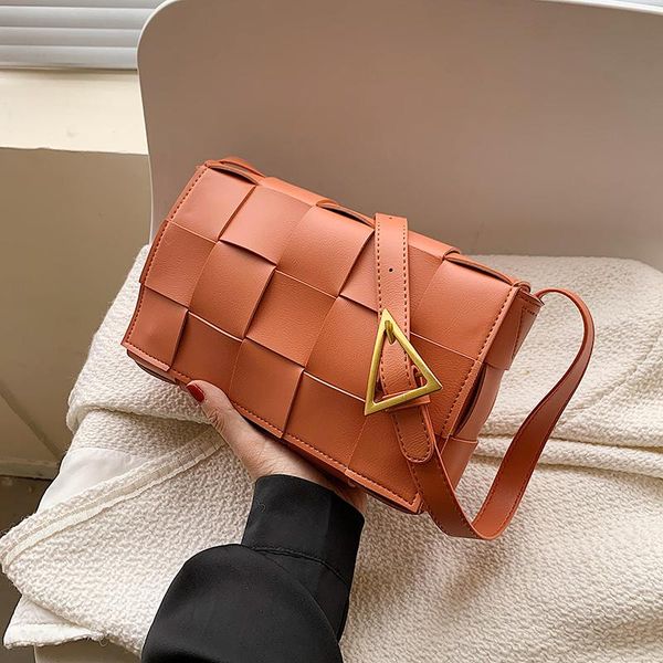 

evening bags square soft pu leather woven large capacity shoulder designer messenger crossbody for women bolso mujer purses and handbags