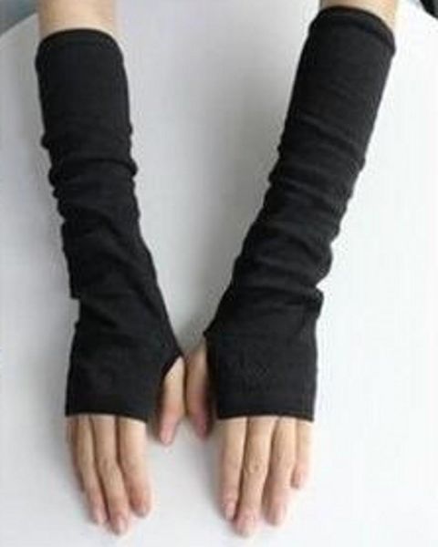 

fingerless gloves fashion decorative arms revealing fingers knitted warm arm sleeve, Blue;gray