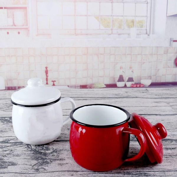 

bowls enamel round bellied cup, tea cup with lid, 8cm belly