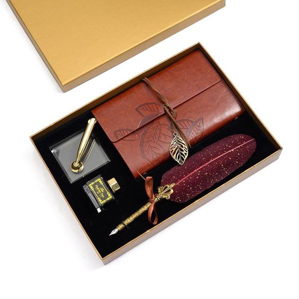 

retro calligraphy feather dip pen writing ink notebook fountain pens stationery b36c