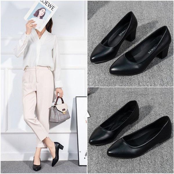 

dress shoes formal women black high heels office thick pumps comfortable pointed toe