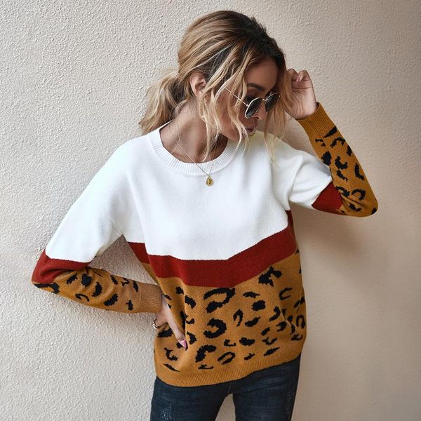 

women's sweaters for women 2021 original design clothing autumn and winter fashion trend leopard sweater ladies blouse coat, White;black