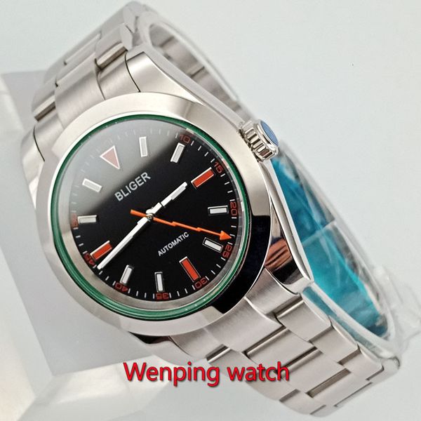 

40mm flashing sterile marker plate no blue dial solid case date window sapphire automatic human watch w2759, Slivery;brown
