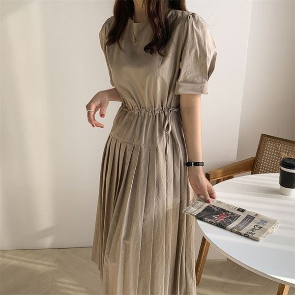 

elegant maxi dress korean ladies summer short sleeve crew neck loose night a line party dresses for women clothing 210602, Black;gray