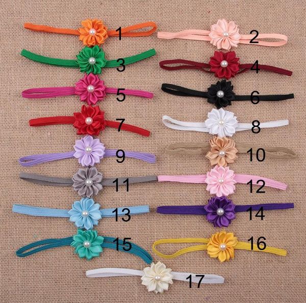 

hair accessories yundfly 10pcs chic mini born kids girls satin ribbon flower headbands with pearl center pography props, Slivery;white