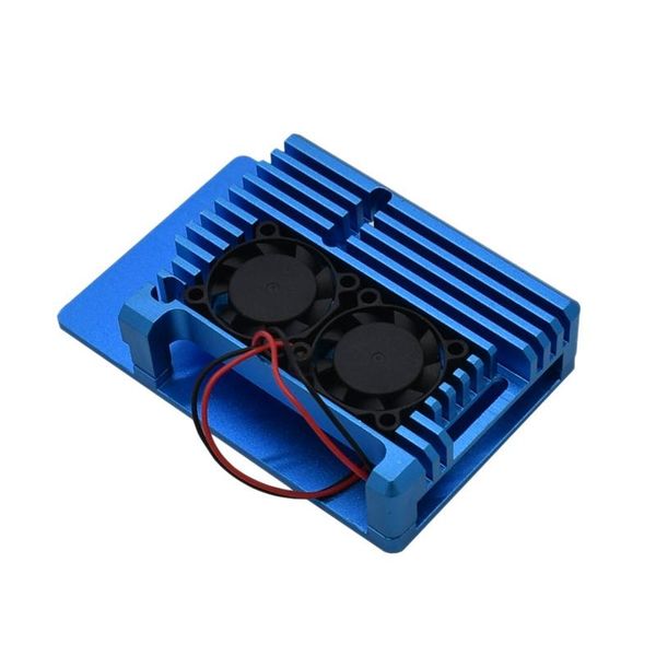 

fans & coolings for raspberry pi 4 4b aluminum case enclosure cnc cover with heatsink cooling dual fan model b