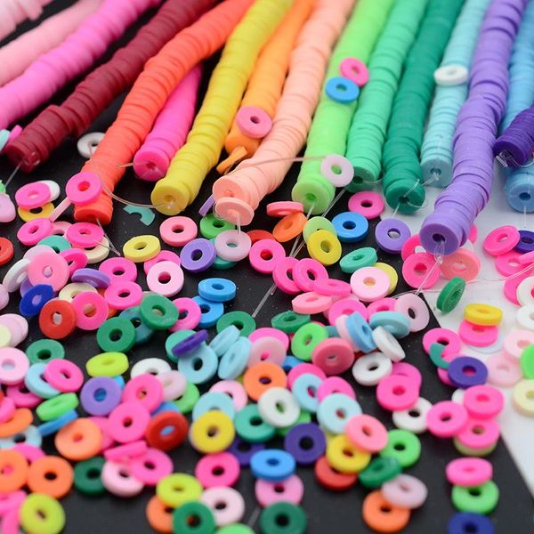 

other 4/6mm mixed color flat round polymer clay beads chip disk loose spacer handmade for diy jewelry making bracelet finding