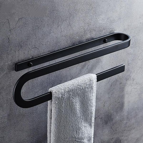 

towel racks bathroom rack hanger black wall-mounted space aluminum bar storage