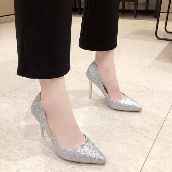 

dress shoes small size 33 women pumps fashion high heels gold silver wedding ladies stiletto 2021, Black