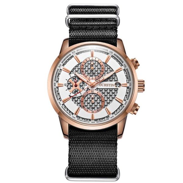 

wristwatches ochstin brand men quartz watch for man stainless steel strap nylon military wristwatch mens luxury waterproof fashion clock, Slivery;brown