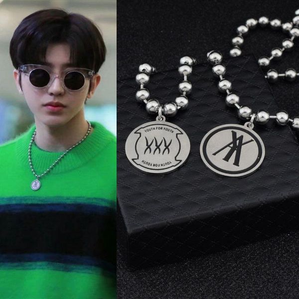 

chokers so minimalist punk stainless steel round disc letter pattern bead chain choker necklace for women man jewelry, Golden;silver