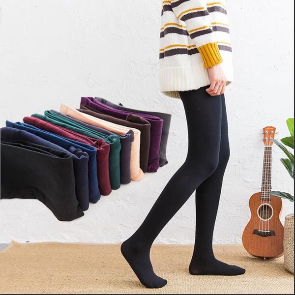 

aprmhisy new fashion autumn winter womens warm leggings solid elastic stretch soft velvet pants drop shipping, Black