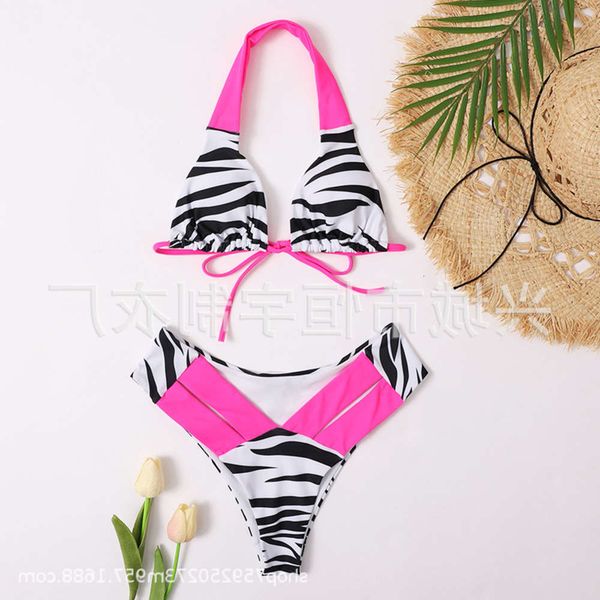 

zebra bikini print split swimsuit women's bikini, White;black
