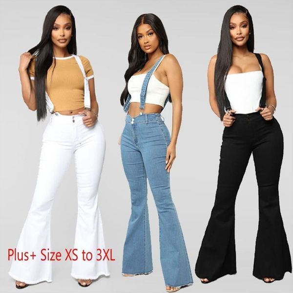 

girls solid white black flare womens short jean spring wide leg pants plus size high waist fashion denim slim flared