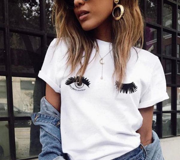 

cartoon women 2021 eyes summer casual short sleeved t shirt white blinking print cute harajuku large size xs 4xl t shirt