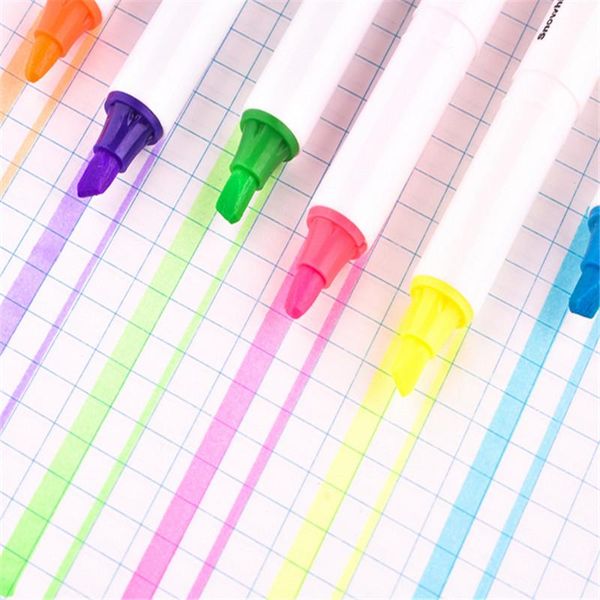 

highlighters 616 color highlighter school office stationery fluorescent art painting pens student writing supplies, Black;red