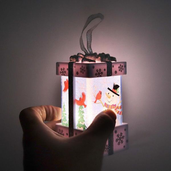 Noel Süslemeleri Pencere Işık Up Ev Dekoratif Işıklı Fener Taşınabilir Kardan Adam Santa Lanterns Gece