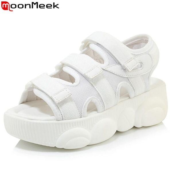 

dress shoes moonmeek 2021 summer sandals comfortable ladies flat platform solid colors leisure women big size, Black