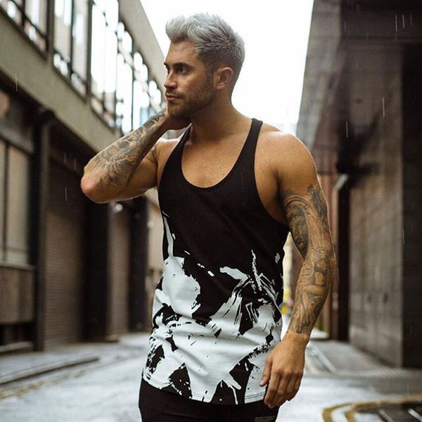 

2021 new gym fitness bodybuilding waistcoat summer cool drying fast men' clothes casual fashion the-neck without sleeves tank 9gw5, White;black