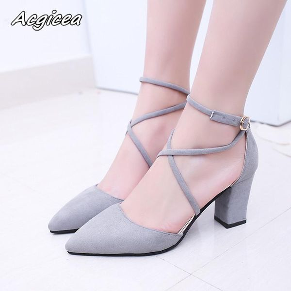 

2021 spring new shoes female fashion pointed toe pointed buckle high heels korean wild shallow wedding shoes s032, Black