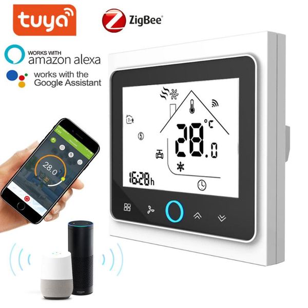 

smart home control wifi/zigbee thermostat 2p/4p central air conditioning cooling/heating system room temperature controller for fan coil tuy