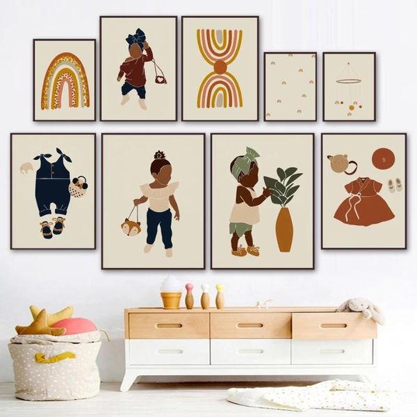 

paintings cartoon kids girl rainbow number alphabet wall art canvas painting nordic posters and prints pictures baby room decoration