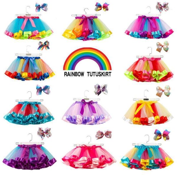 

skirts girls kids tutu party dance ballet toddler baby costume skirt+bow hairpin set1, Blue