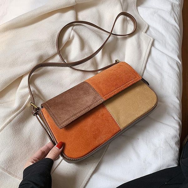 

evening bags splicing scrub pu leather shoulder crossbody for women 2021 winter handbags and purses travel fashion totes