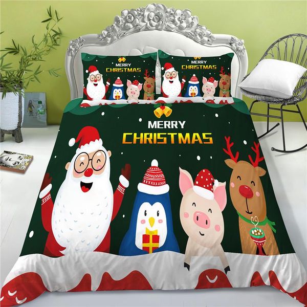 

bedding sets chirstmas set 3d digital printed santa claus design polyester bedclothes king  full double single size