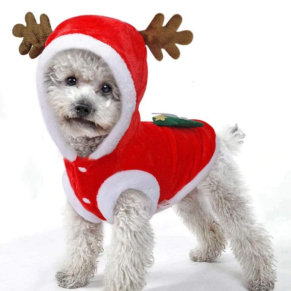 

christmas dog apparel pet printed snowman reindeer santa claus dog shirts for soft outfit dogs and cats red
