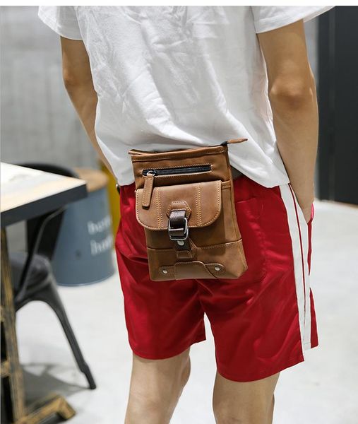 

waist bags fashion crazy horse leather men's small travel funny chest pack men hiqh quality bag daypack