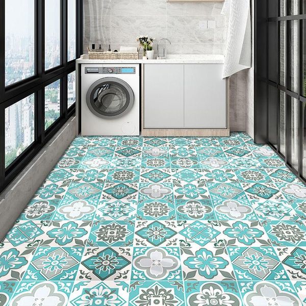 

wall stickers pvc bohemian style floor self-adhesive tiles non-slip bathroom waterproof matte wea