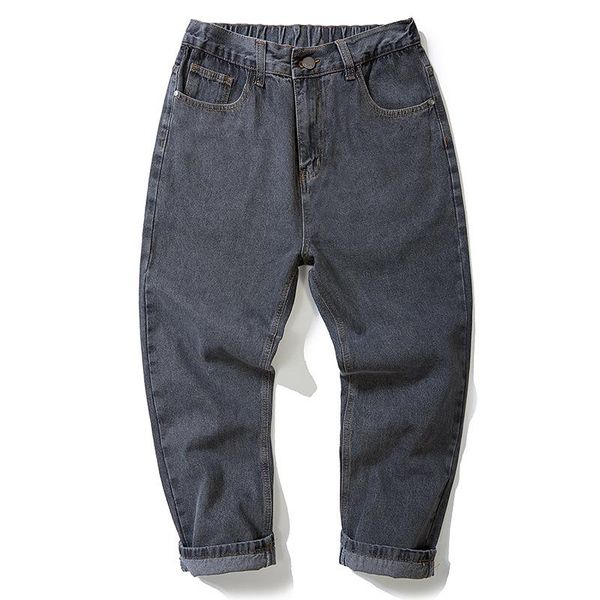 

men's jeans casual nine-point cotton solid color loose harlan straight-leg pants 2021 spring and summer fashion clothing 28-50, Blue