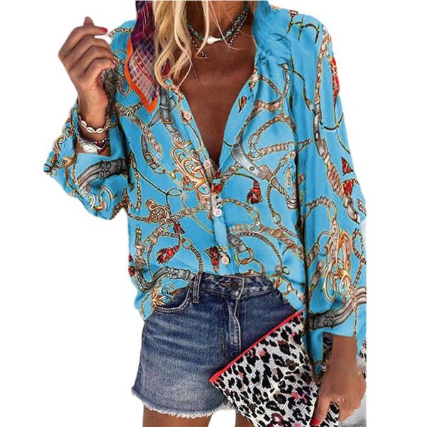 

long sleeve soft button up stand collar daily ladies basic fashion autumn winter floral print casual loose women shirt, White