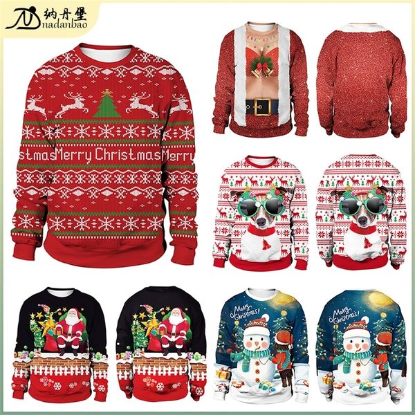 

new autumn christmas clothes men's and women's printed round neck deer lovers' sweater sb102-063, Black