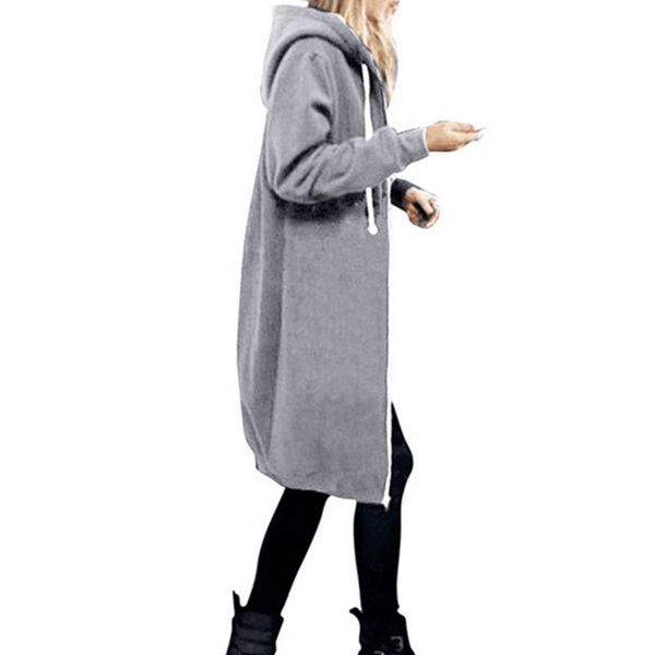 

1plush sweater women's mid length loose hooded winter coat, Black