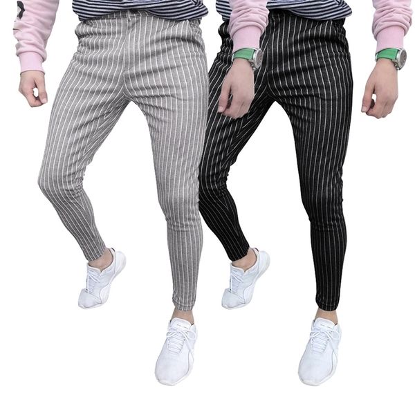 

new european stripe stitched button fit men's casual pants k72, Black