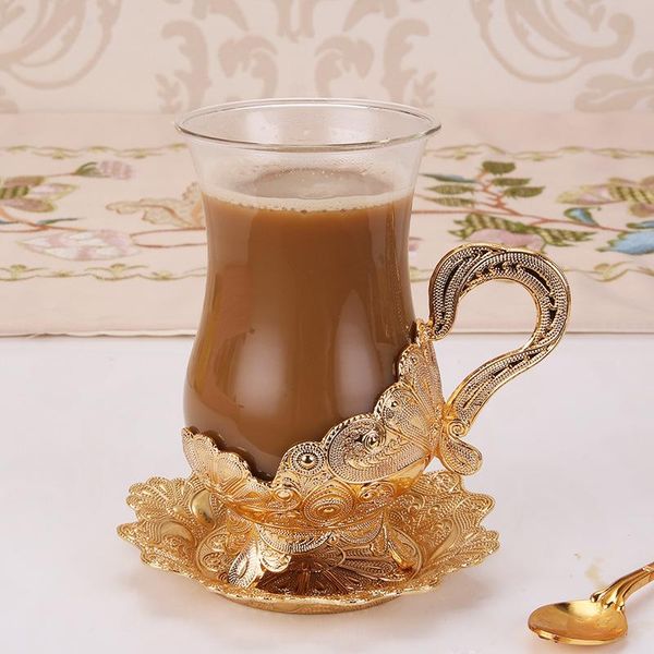 

mugs european zinc alloy exquisite craft metal coffee cup set tea milk with dish